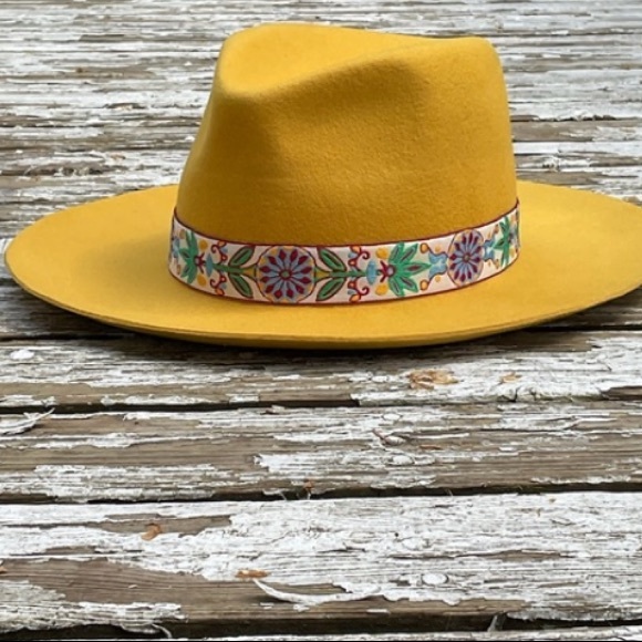 Margot Marigold Trim Pinched Hard Shell Hat New - Picture 7 of 10